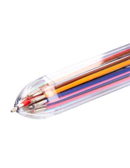 Boligrafo liderpapel 10 en 1 cuerpo transparente 10 colores 1 mm retractil