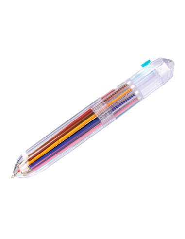 Boligrafo liderpapel 10 en 1 cuerpo transparente 10 colores 1 mm retractil