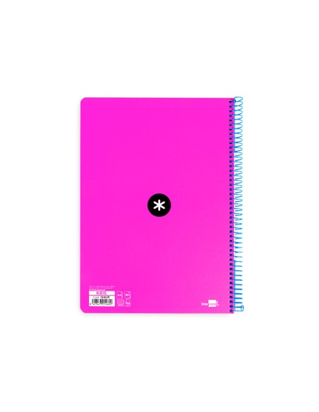 Cuaderno espiral a4 antartik tapa dura 80h 90gr cuadro 4mm con margen color rosa fluor