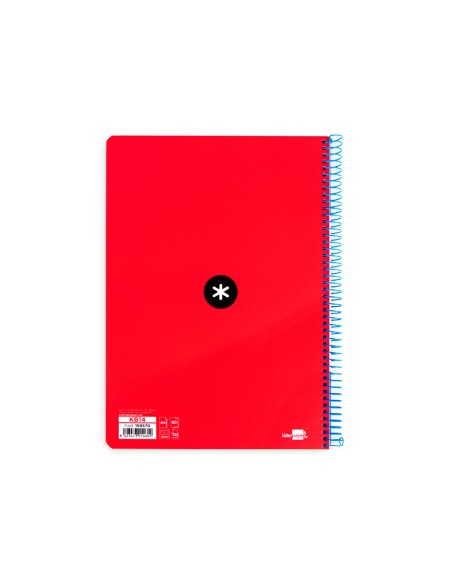 Cuaderno espiral a4 antartik tapa dura 80h 90gr cuadro 4mm con margen color rojo