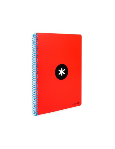 Cuaderno espiral a4 antartik tapa dura 80h 90gr cuadro 4mm con margen color rojo