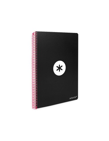 Cuaderno espiral a4 antartik tapa dura 80h 90gr cuadro 4mm con margen color negro