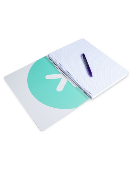 Cuaderno espiral a4 antartik tapa dura 80h 90gr cuadro 4mm con margen color menta