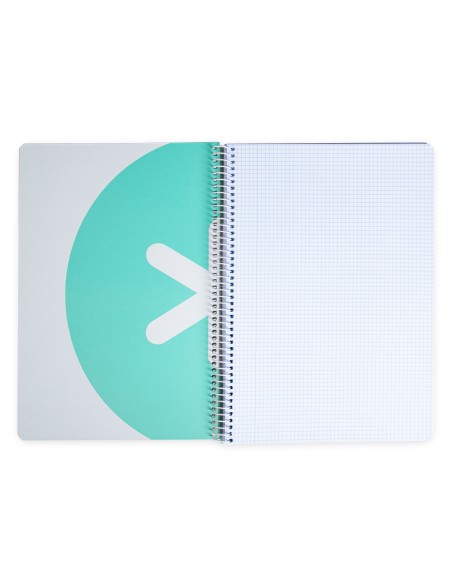 Cuaderno espiral a4 antartik tapa dura 80h 90gr cuadro 4mm con margen color menta