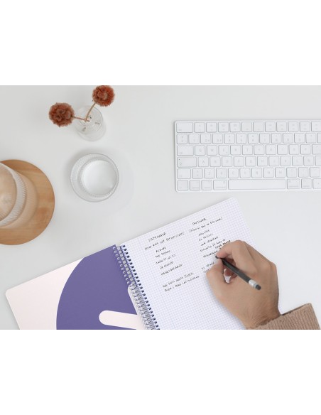 Cuaderno espiral a4 antartik tapa dura 80h 90gr cuadro 4mm con margen color lavanda