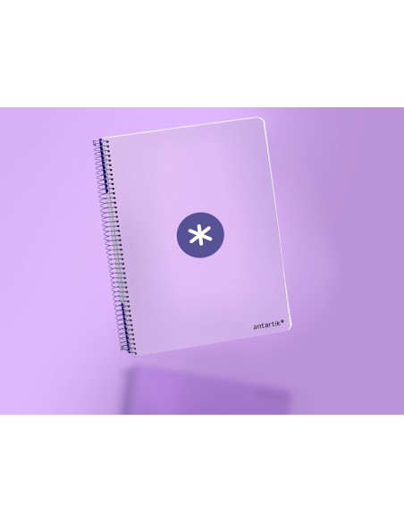 Cuaderno espiral a4 antartik tapa dura 80h 90gr cuadro 4mm con margen color lavanda