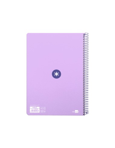 Cuaderno espiral a4 antartik tapa dura 80h 90gr cuadro 4mm con margen color lavanda