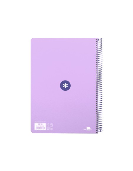 Cuaderno espiral a4 antartik tapa dura 80h 90gr cuadro 4mm con margen color lavanda