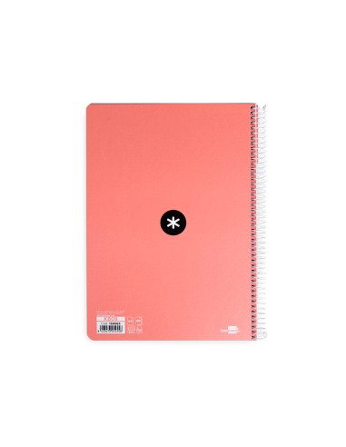 Cuaderno espiral a4 antartik tapa dura 80h 90gr cuadro 4mm con margen color coral