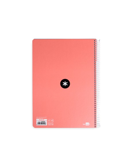 Cuaderno espiral a4 antartik tapa dura 80h 90gr cuadro 4mm con margen color coral