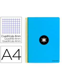Cuaderno espiral a4 antartik tapa dura 80h 90gr cuadro 4mm con margen color azul