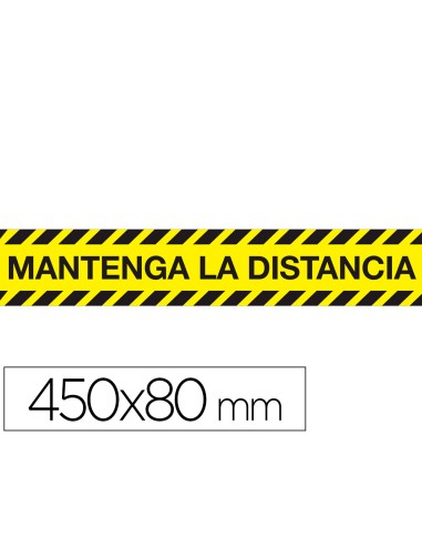 Cinta adhesiva de senalizacion mantenga la distancia de seguridad pvc 165 mc 450x80 mm