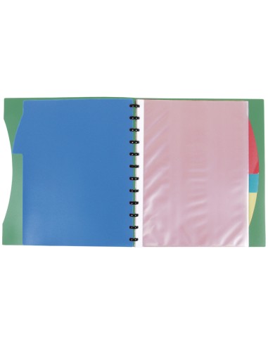 Carpeta liderpapel a4 con 40 fundas intercambiables 5 sep sobre y gomilla portada y lomo personalizable verde