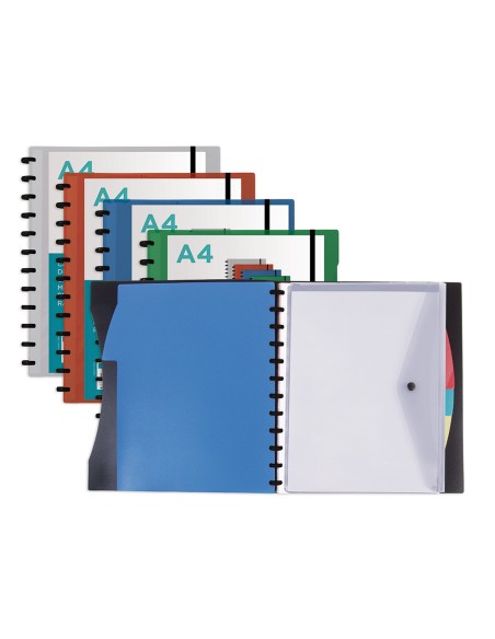 Carpeta liderpapel a4 con 40 fundas intercambiables 5 sep sobre y gomilla portada y lomo personalizable rojo