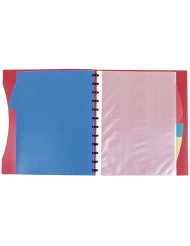 Carpeta liderpapel a4 con 40 fundas intercambiables 5 sep sobre y gomilla portada y lomo personalizable rojo