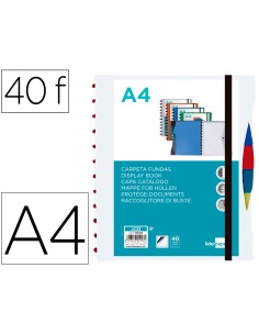 Carpeta liderpapel a4 con 40 fundas intercambiables 5 sep sobre y gomilla portada y lomopersonalizable transparente