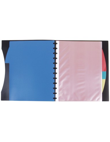 Carpeta liderpapel a4 con 40 fundas intercambiables 5 sep sobre y gomilla portada y lomo personalizable negro