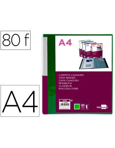 Carpeta liderpapel 80 fundas canguro pp din a4 verde translucido portada y lomo personalizable