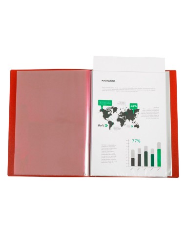 Carpeta liderpapel 80 fundas canguro pp din a4 rojo translucido portada y lomo personalizable