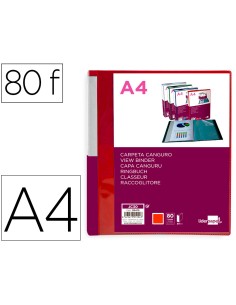 Carpeta liderpapel 80 fundas canguro pp din a4 rojo translucido portada y lomo personalizable