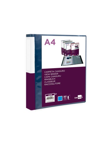 Carpeta liderpapel 80 fundas canguro pp din a4 azul translucido portada y lomo personalizable
