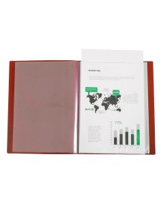 Carpeta liderpapel 60 fundas canguro pp din a4 rojo translucido portada y lomo personalizable