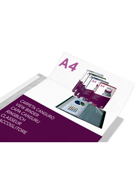 Carpeta liderpapel 60 fundas canguro pp din a4 transparenteportada y lomo personalizable