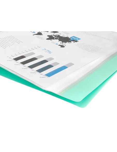 Carpeta liderpapel escaparate 80 fundas polipropileno din a4 verde manzana opaco