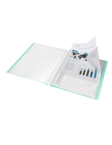 Carpeta liderpapel escaparate 80 fundas polipropileno din a4 verde manzana opaco