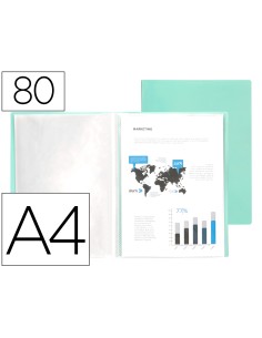 Carpeta liderpapel escaparate 80 fundas polipropileno din a4 verde manzana opaco