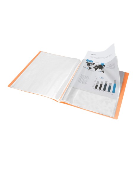 Carpeta liderpapel escaparate 80 fundas polipropileno din a4 naranja fluor opaco