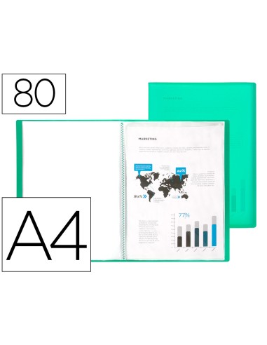 Carpeta liderpapel escaparate 80 fundas polipropileno din a4 verde translucido
