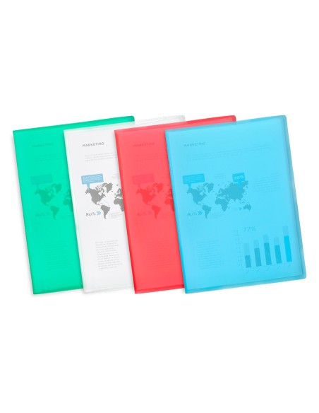 Carpeta liderpapel escaparate 80 fundas polipropileno din a4 azul translucido
