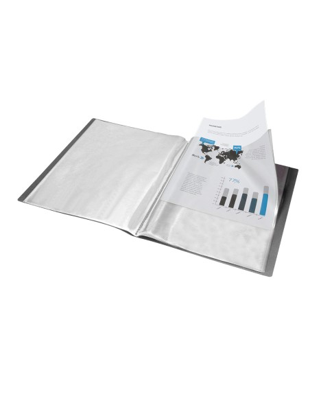 Carpeta liderpapel escaparate 80 fundas polipropileno din a4 negro opaco