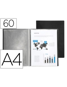 Carpeta liderpapel escaparate 60 fundas polipropileno din a4 negro opaco