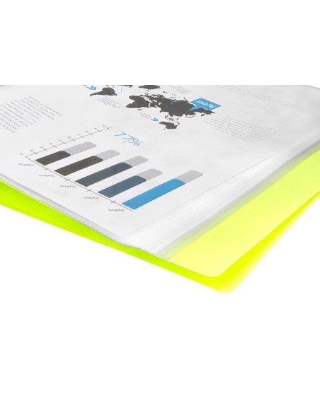 Carpeta liderpapel escaparate 60 fundas polipropileno din a4 amarillo fluor opaco