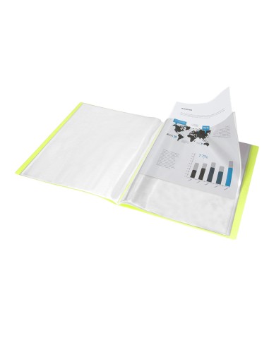 Carpeta liderpapel escaparate 60 fundas polipropileno din a4 amarillo fluor opaco