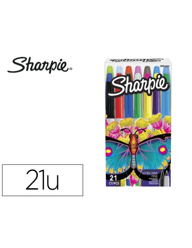 Rotulador sharpie permanente pack mariposa de 14 unidades punta fina 7 unidades punta ultrafina colores surtidos