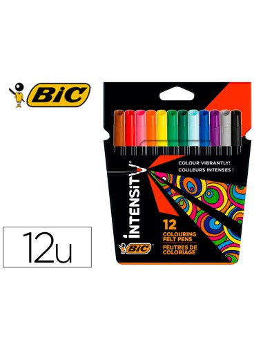 Rotulador bic intensity estuche de 12 colores surtidos