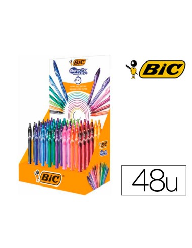 Boligrafo bic gelocity quick dry expositor de 48 unidades colores surtidos