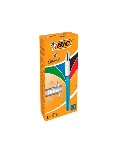 Boligrafo bic cuatro colores shine azul punta de 1 mm