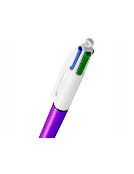 Boligrafo bic cuatro colores shine morado punta de 1 mm