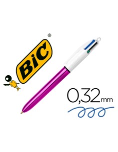 Boligrafo bic cuatro colores shine morado punta de 1 mm