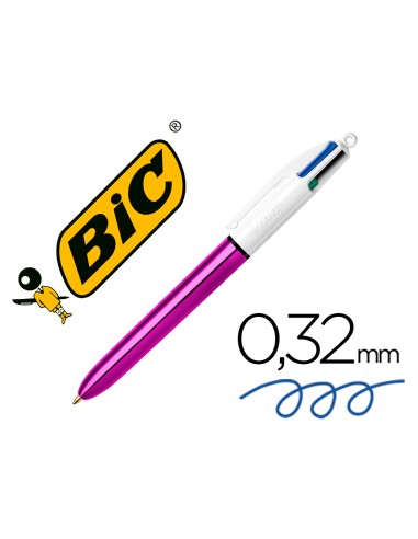 Boligrafo bic cuatro colores shine morado punta de 1 mm