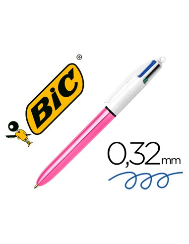 Boligrafo bic cuatro colores shine rosa punta de 1 mm