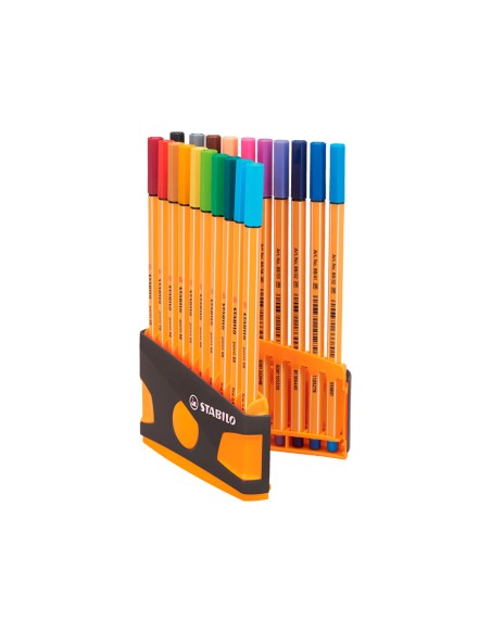 Rotulador stabilo punta de fibra point 88 color parade antracita naranja estuche de 20 unidades colores surtidos