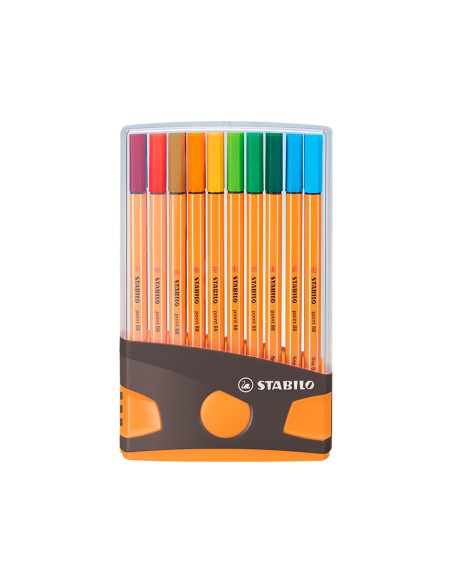 Rotulador stabilo punta de fibra point 88 color parade antracita naranja estuche de 20 unidades colores surtidos