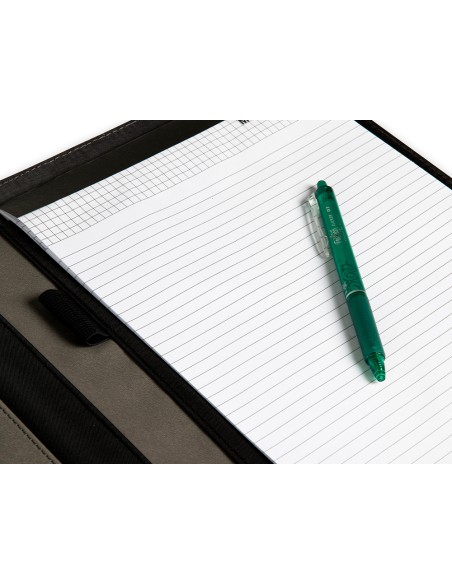 Carpeta portafolios q connect a4 con calculadora bloc 20 hojas y departamentos interiores color gris 250x315