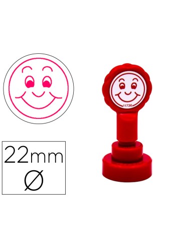 Sello artline emoticono sonrisa color rojo 22 mm diametro