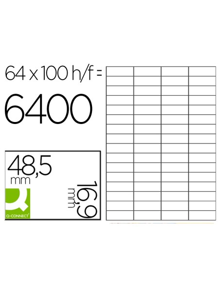 Etiqueta adhesiva q connect kf11207 tamano 485x169 mm fotocopiadora laser ink jet caja con 100 hojas din a4